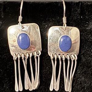 Silver and Blue Dangle Earrings